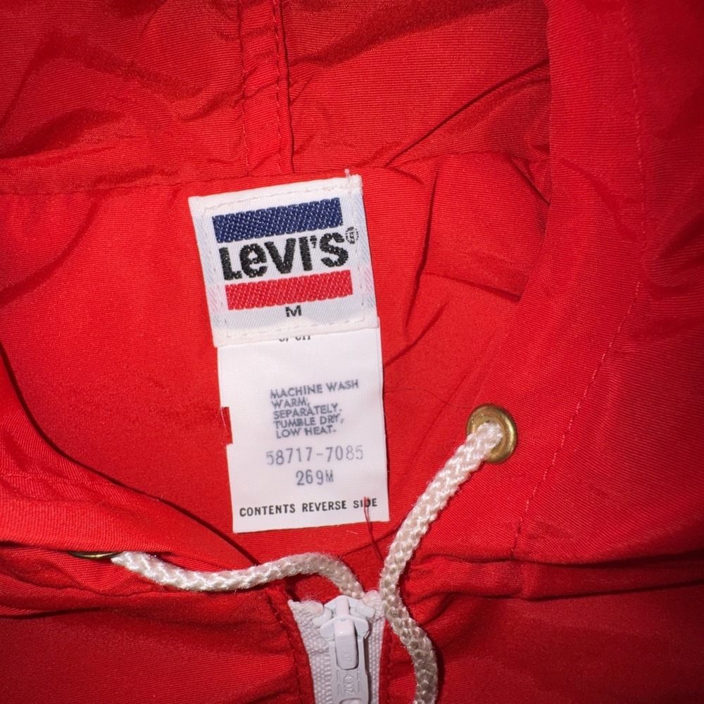 Vintage 60s Levis Hooded National Sports Festival Jacket Light Windbreaker M Red - Picture 8 of 13